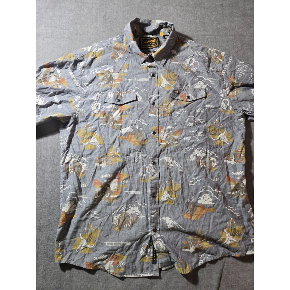 Howler Bros Shirt Men XL Grey Desert H Bar B Pearl Snap Western Summer Outdoors
